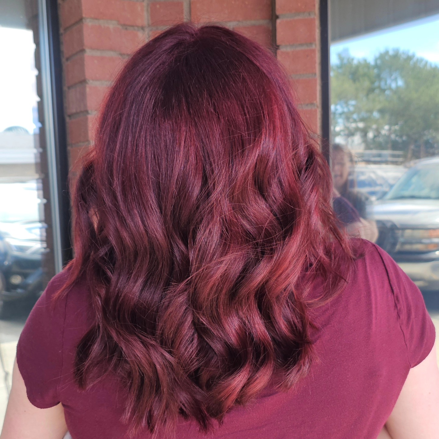 Deep ruby red dimensional color.